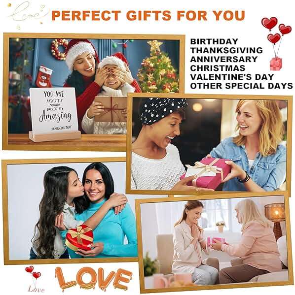 Inspirational Quotes Gifts for Women Friend Coworker Graduate Teen Girl Boy Valentines Day Birthday, Encouragement Decor Signs Cheer Up Hard Time Gifts for Her Him, You are Amazing Motivational Desk Plaque for Office Home - Image 6