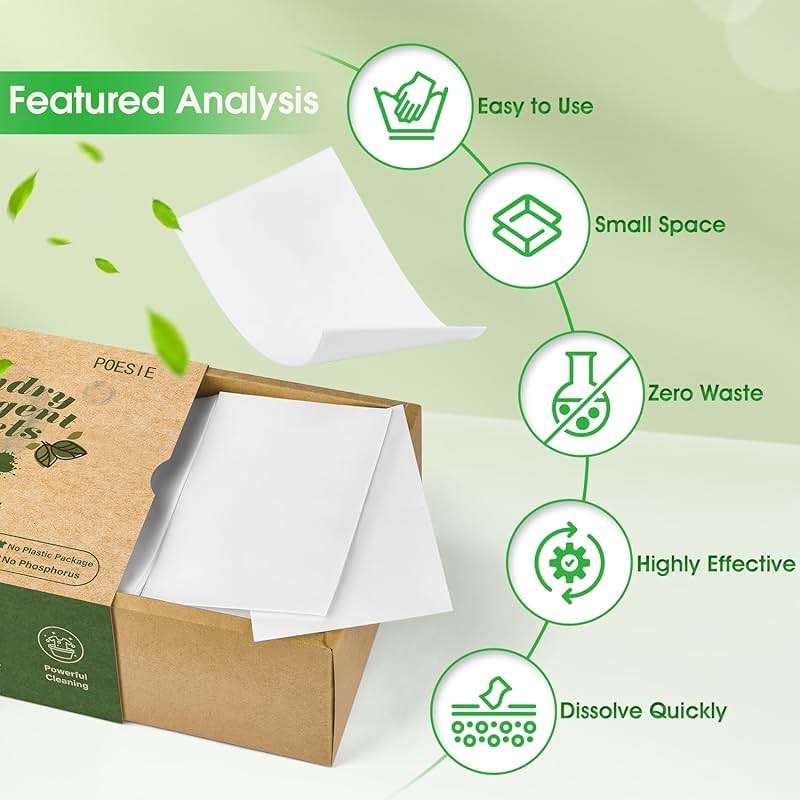 Poesie Laundry Detergent Sheets Fresh Scent 160 Count Clear Non-Plastic Hypoallergenic Liquid Less Sheets for Home Dorm Travel Camping & Hand Washing Clean No Waste - Image 3