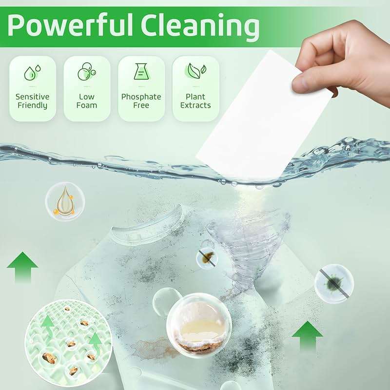 Poesie Laundry Detergent Sheets Fresh Scent 160 Count Clear Non-Plastic Hypoallergenic Liquid Less Sheets for Home Dorm Travel Camping & Hand Washing Clean No Waste - Image 4