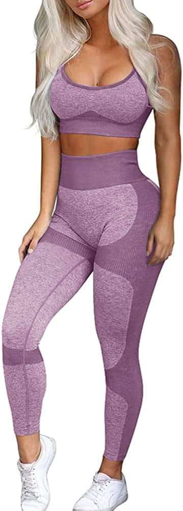 OLCHEE Women’s Workout Sets 2 Piece - Seamless Yoga Leggings and Cross-Strap Sports Bra Gym Outfits Activewear Matching Set - Image 1