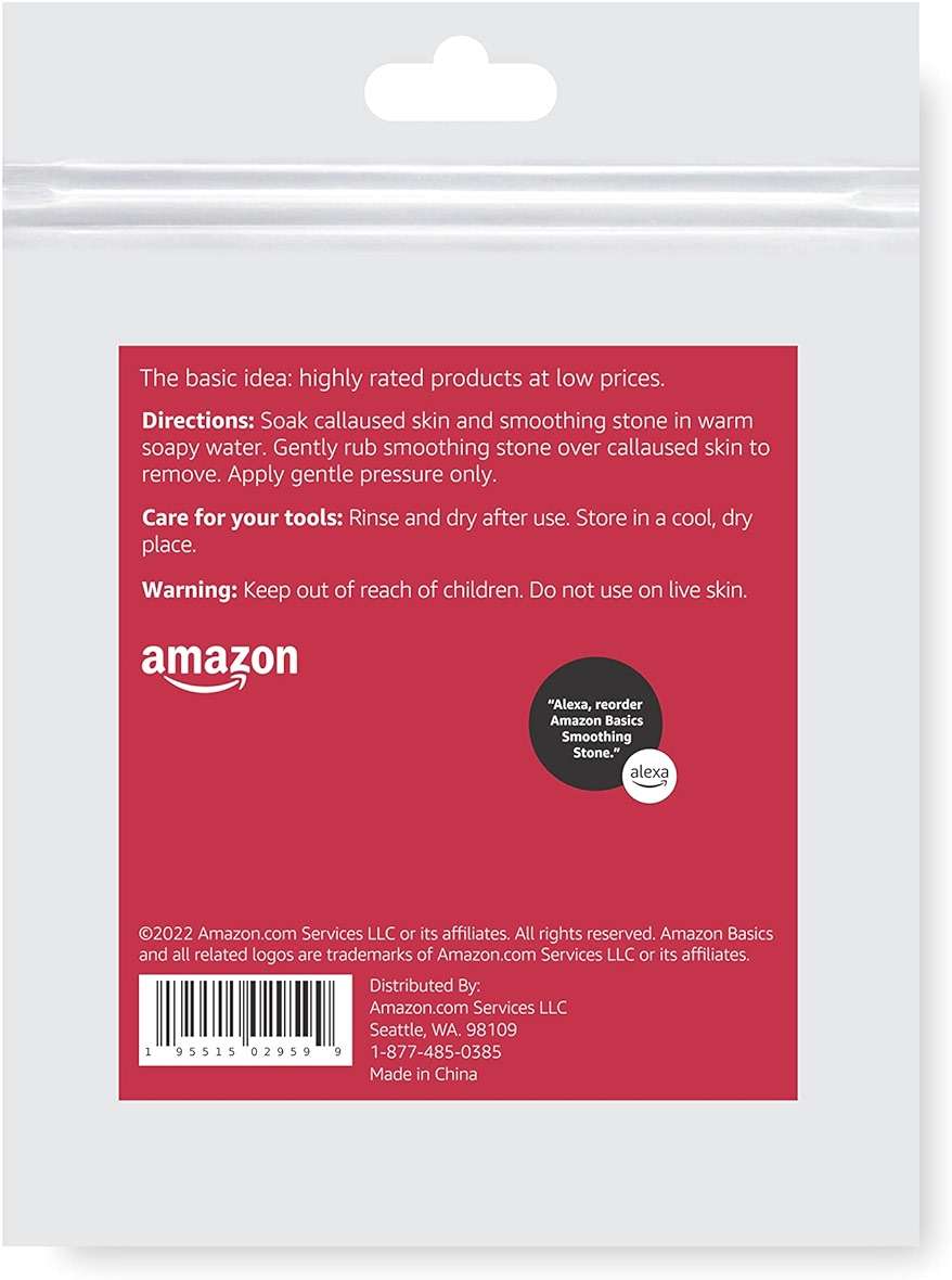 Amazon Basics Dead Skin Remover Smoothing Stone, Foot Exfoliator for Calluses and Cracked Heels, Grey, 3-Pack - Image 2