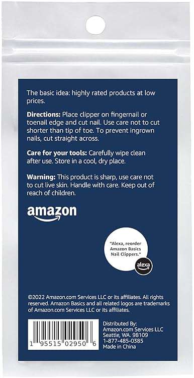 Amazon Basics Toenail and Fingernail Clipper Set, Nail Clippers, Grooming Tool, Black - Image 2