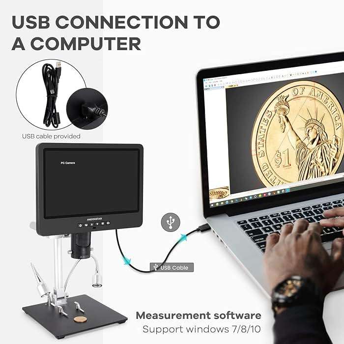 Andonstar AD249S-M 10.1 Inch HDMI Digital Microscope 2000x for Adults, 3 Lens 2160P UHD Video Record, Soldering Microscope for Electronics Repair, Error Coins, Pro Boom Arm Stand, Windows Compatible - Image 6