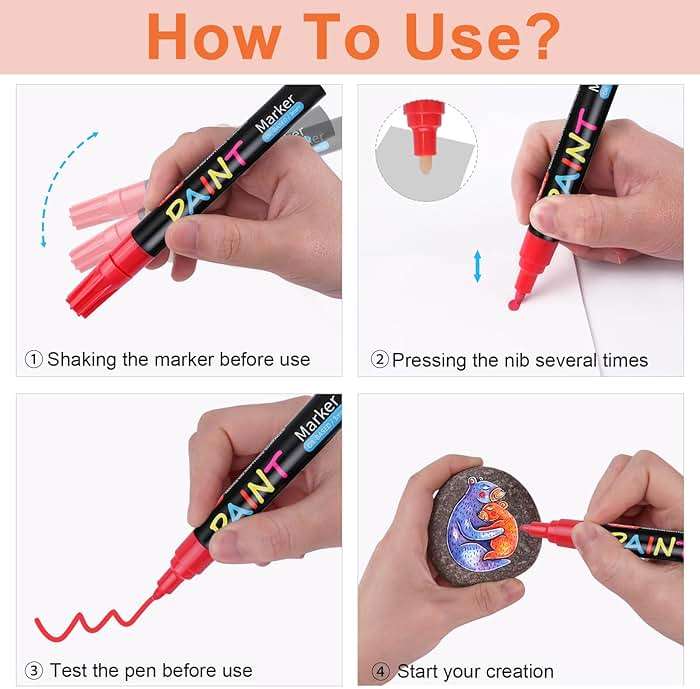 IVSUN Paint Pens Paint Markers, 20 Colors Oil-Based Waterproof Marker Pen Set, Never Fade Quick Dry and Permanent, Works on Rocks Painting, Wood, Fabric, Plastic, Canvas, Glass, Mugs, DIY Craft - Image 8