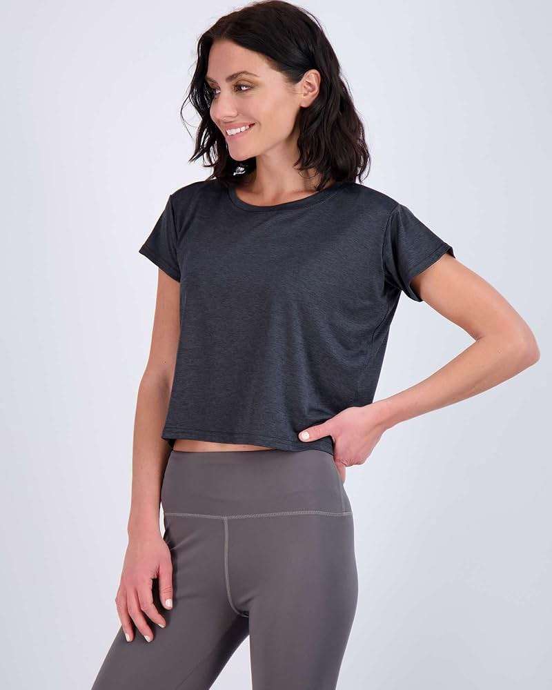 Real Essentials 5 Pack: Women's Dry-Fit Crop Top Short Sleeve Shirts Workout Gym Cropped Athletic Tee (Available in Plus) - Image 2