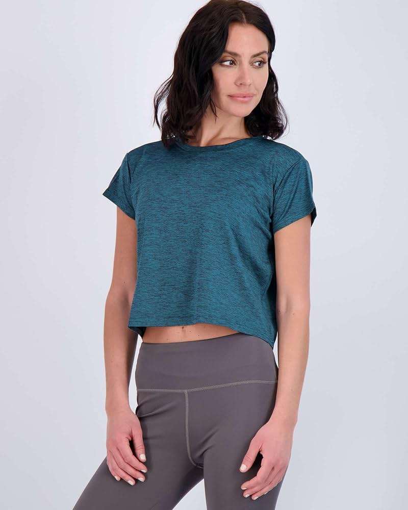 Real Essentials 5 Pack: Women's Dry Fit Crop Top - Short Sleeve Crew Neck Stretch Athletic Tee (Available in Plus Size) - Image 2