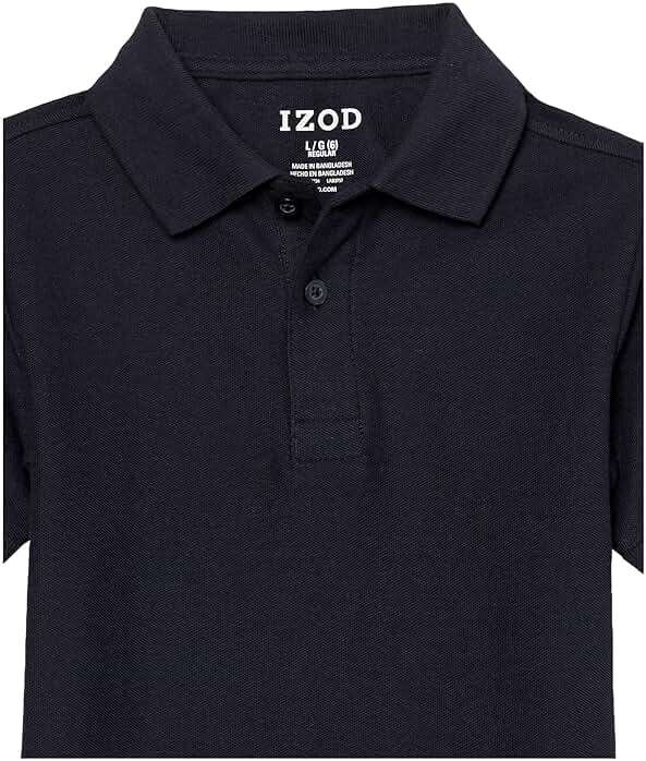 IZOD Boys' School Uniform Short Sleeve Polo Shirt, Button Closure, Comfortable & Soft Pique Fabric - Image 3