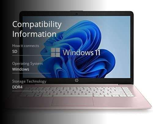 HP 14" HD Laptop, Windows 11, Intel Celeron Dual-Core Processor Up to 2.60GHz, 4GB RAM, 64GB SSD, Webcam, Dale Pink (Renewed) - Image 3