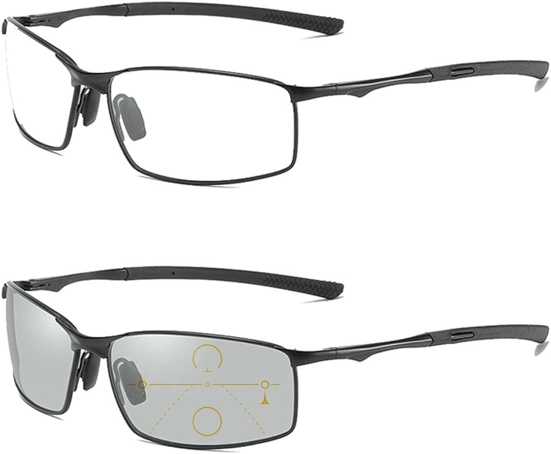COTIA Progressive Multifocus Reading Glasses Transition Photochromic Sports Square Reader for Men - Image 1