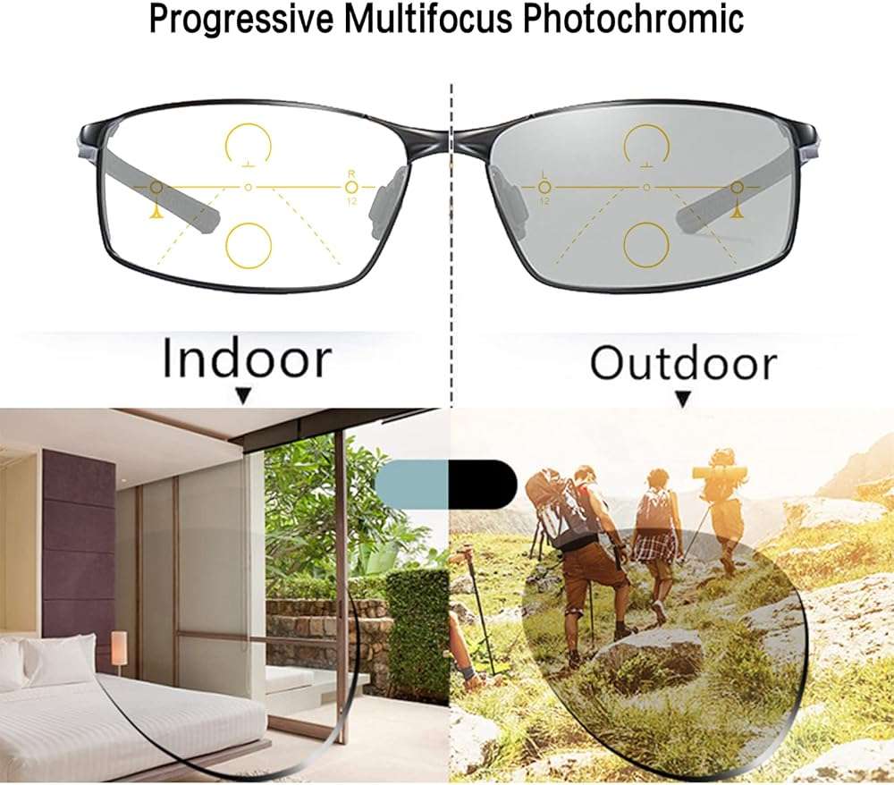COTIA Progressive Multifocus Reading Glasses Transition Photochromic Sports Square Reader for Men - Image 4