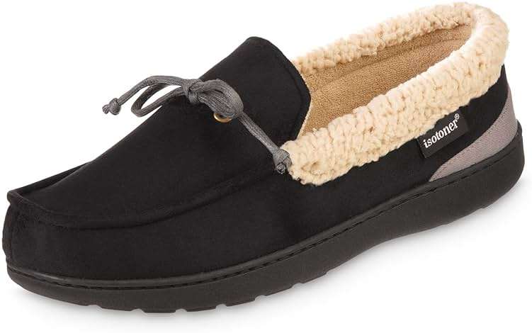 isotoner Men's Indoor/Outdoor Slip-on Vincent Microsuede Moccasin Slippers With Memory Foam Comfort - Image 1