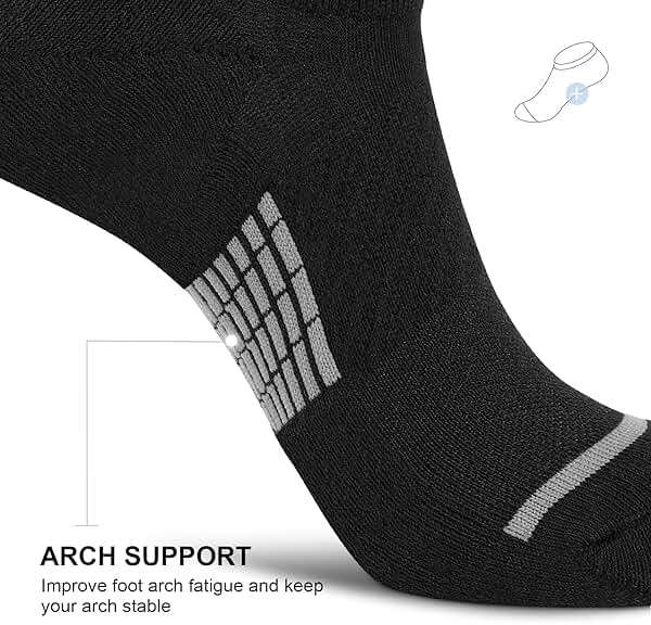 PAPLUS No Show Socks Men 6 Pairs, Non Slip Cushioned Athletic Low Cut Socks with Arch Support - Image 5