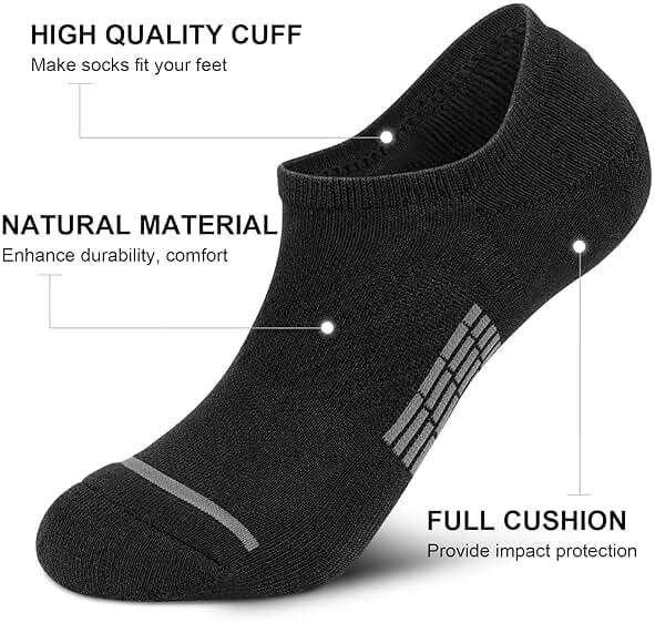 PAPLUS No Show Socks Men 6 Pairs, Non Slip Cushioned Athletic Low Cut Socks with Arch Support - Image 6