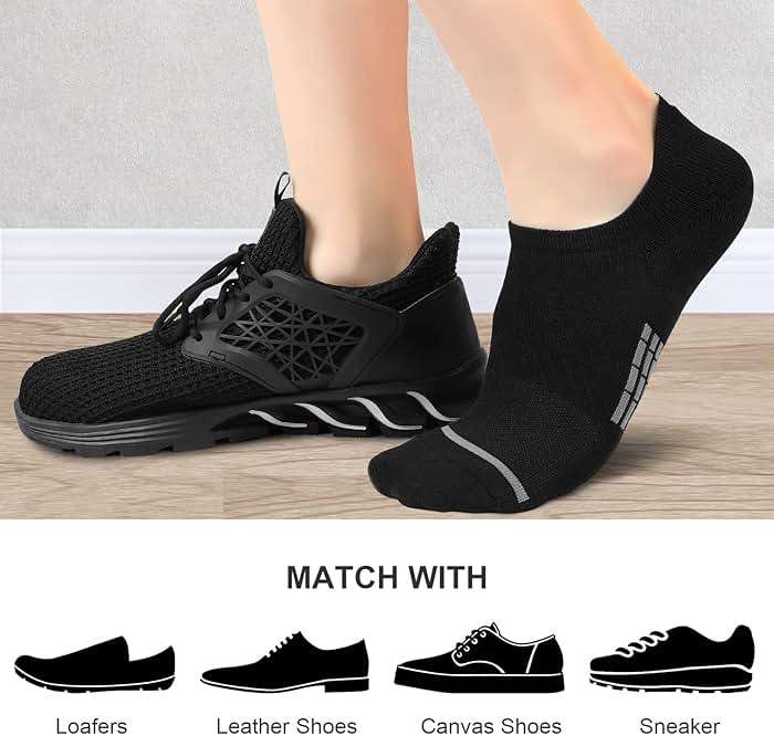 PAPLUS No Show Socks Men 6 Pairs, Non Slip Cushioned Athletic Low Cut Socks with Arch Support - Image 7