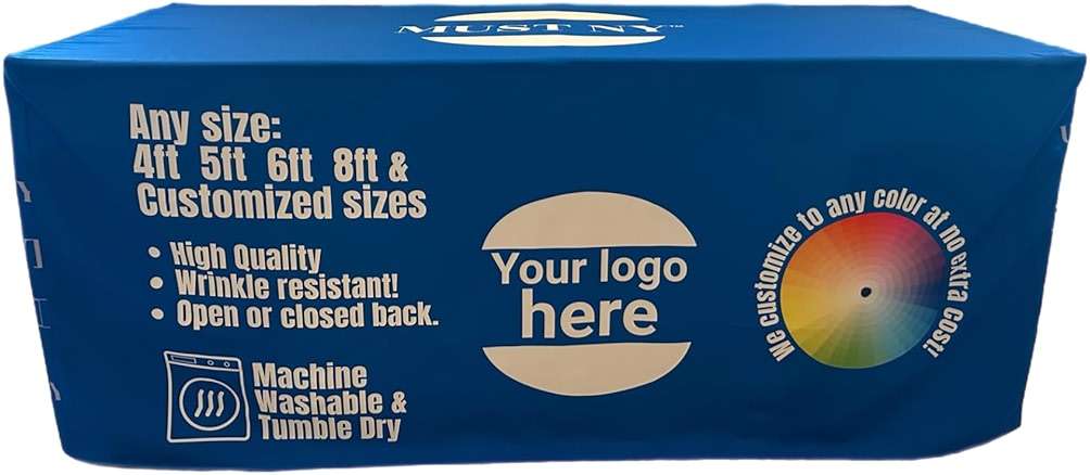 MUST NY Personalized Customized with Logo Table Cloth 4FT 6 FT 8 FT Table for Tradeshow Events Birthday Wedding Anniversary Tradeshow Mantel Personalizado (6FT 30 x 72" x 30" Open Back) - Image 5