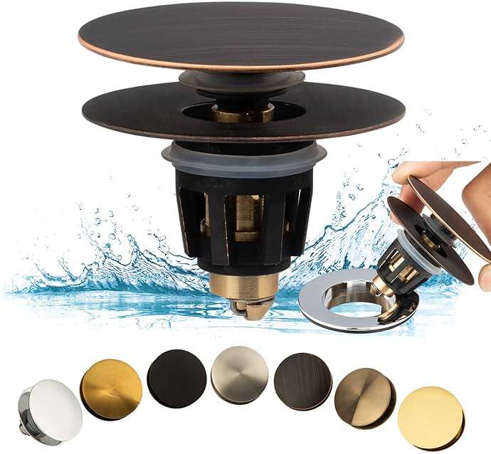 Artiwell Universal Bathroom Sink Drain Stopper, Fits Most Pop-Up Drains for Vessel Sink Lavatory Vanity, Sink Drain Strainer with Detachable Hair Catcher, Tested by Plumber in US (Oil Rubbed Bronze) - Image 1