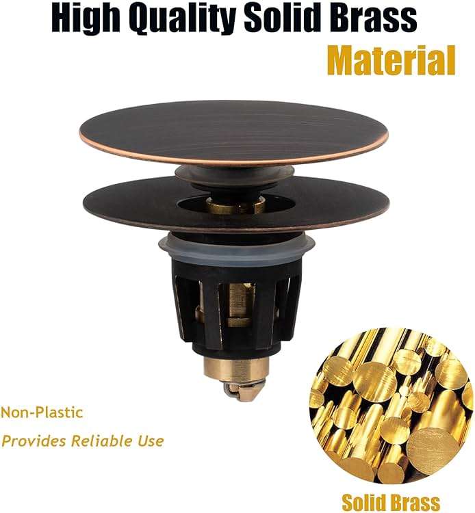 Artiwell Universal Bathroom Sink Drain Stopper, Fits Most Pop-Up Drains for Vessel Sink Lavatory Vanity, Sink Drain Strainer with Detachable Hair Catcher, Tested by Plumber in US (Oil Rubbed Bronze) - Image 7