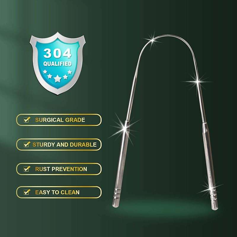 2 Pack Tongue Scraper, 100% Surgical 304 Stainless Steel Tongue Cleaner for Adults And Kids, Professional Tongue Brush for Oral Care, Improve Bad Breath and Fresh Breath - Image 3