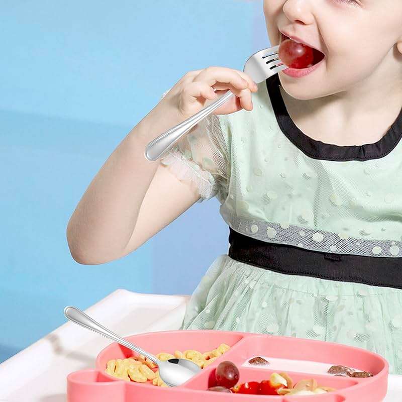LIANYU 10-Piece Children Silverware Set, Kids Forks and Spoons Silverware Set, Stainless Steel Toddler Utensils Flatware, Child Cutlery for Home Preschools, Dishwasher Safe - Image 2