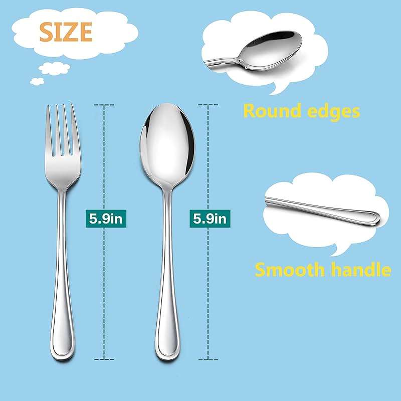LIANYU 10-Piece Children Silverware Set, Kids Forks and Spoons Silverware Set, Stainless Steel Toddler Utensils Flatware, Child Cutlery for Home Preschools, Dishwasher Safe - Image 3