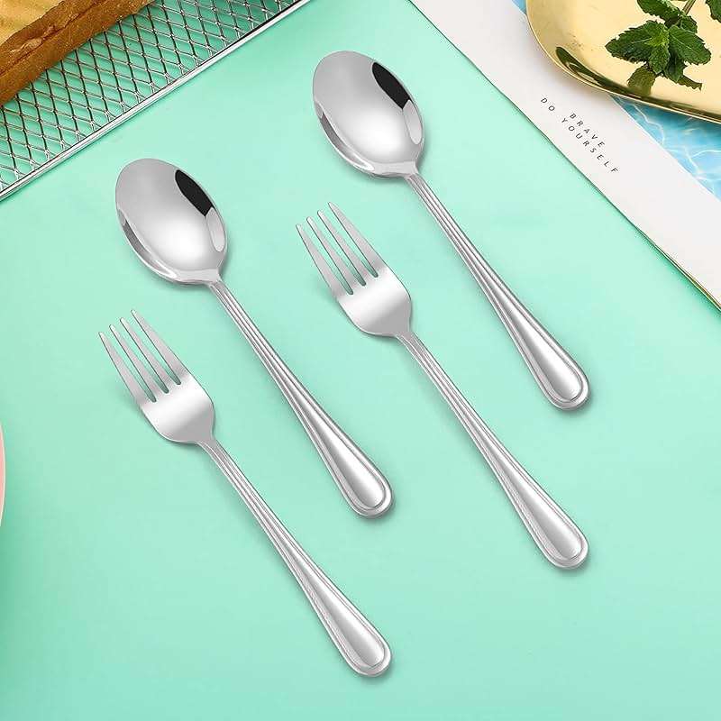 LIANYU 10-Piece Children Silverware Set, Kids Forks and Spoons Silverware Set, Stainless Steel Toddler Utensils Flatware, Child Cutlery for Home Preschools, Dishwasher Safe - Image 6