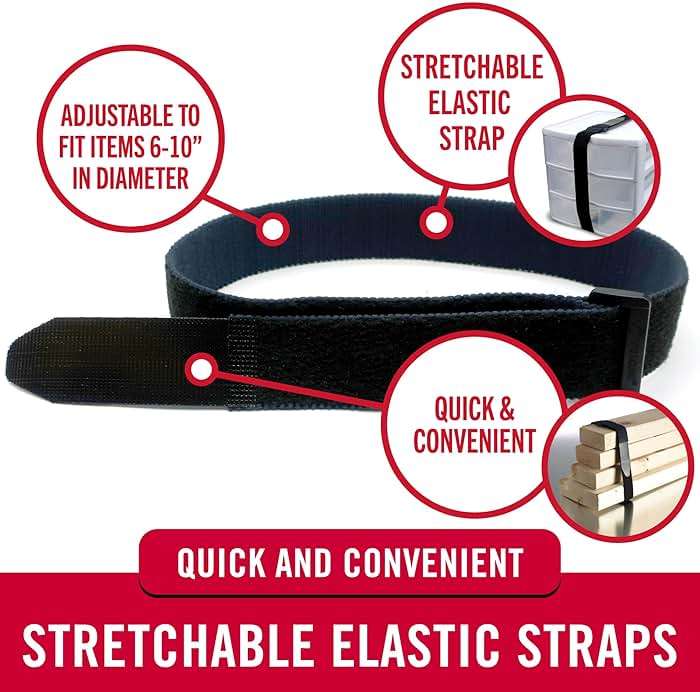 VELCRO Brand All-Purpose Elastic Straps | Strong & Reusable | Perfect for Fastening Wires & Organizing Cords | Black, 30in x 1in | 2 Count - Image 2