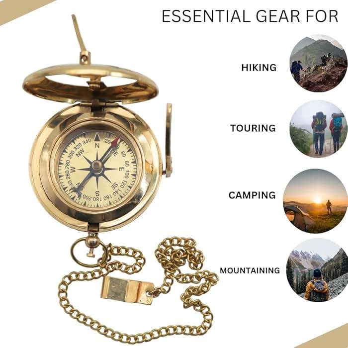 Vintage Brass Sundial Compass with Leather Case – Antique Nautical Marine Pocket Compass, Classic Navigation Tool for Hiking Camping, Unique Gift for Men, Father, Husband & Explorer - Image 6