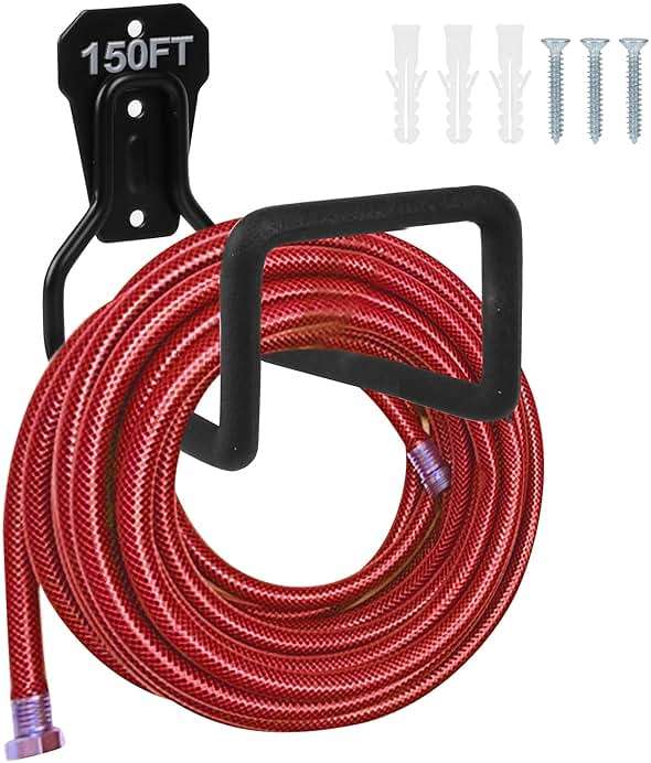 PeoMev Metal Garden Hose Holder - Heavy Duty Hose Hanger Wall Mounted Water Hose Holder for Outside Yard, Sturdy Hose Reel Hose Hooks for Water Hose, Extension Cords - Image 1