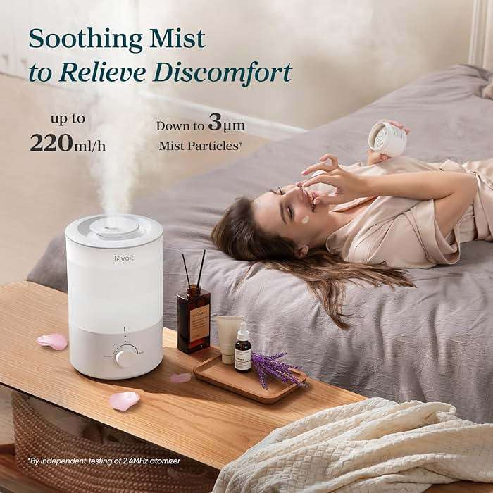 LEVOIT - Humidifiers for Bedroom - Quiet (3L Water Tank) - Cool Mist/Top Fill/Essential Oil Diffuser/25Watt - Home/Large Room - 360° Nozzle - Rapid Ultrasonic Humidification for Baby Nursery/Plant - Image 2