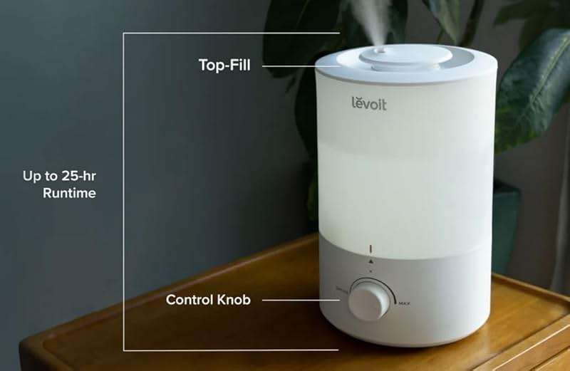 LEVOIT - Humidifiers for Bedroom - Quiet (3L Water Tank) - Cool Mist/Top Fill/Essential Oil Diffuser/25Watt - Home/Large Room - 360° Nozzle - Rapid Ultrasonic Humidification for Baby Nursery/Plant - Image 11