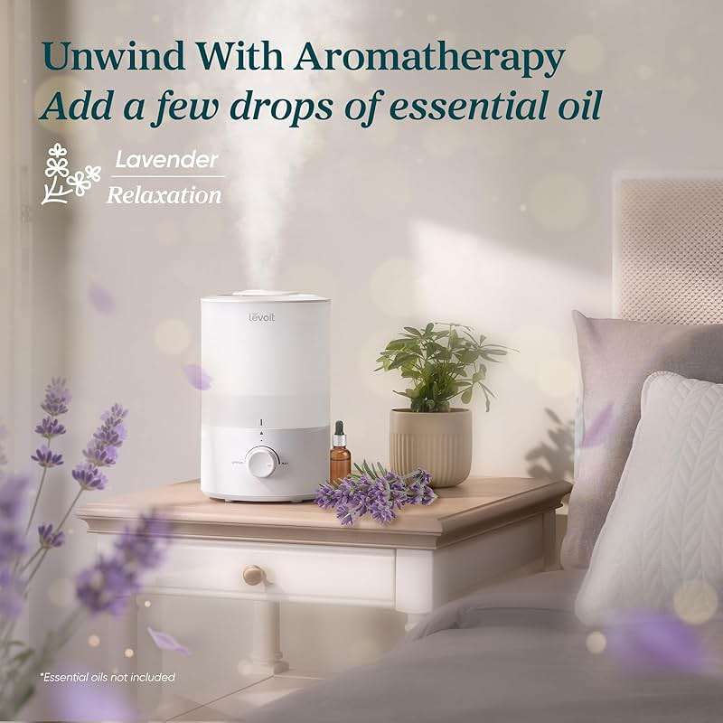 LEVOIT - Humidifiers for Bedroom - Quiet (3L Water Tank) - Cool Mist/Top Fill/Essential Oil Diffuser/25Watt - Home/Large Room - 360° Nozzle - Rapid Ultrasonic Humidification for Baby Nursery/Plant - Image 3