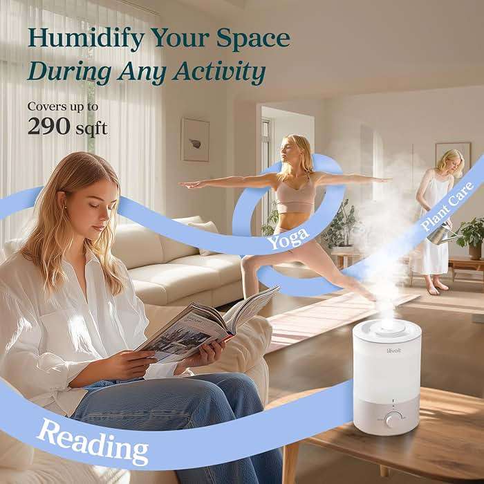 LEVOIT - Humidifiers for Bedroom - Quiet (3L Water Tank) - Cool Mist/Top Fill/Essential Oil Diffuser/25Watt - Home/Large Room - 360° Nozzle - Rapid Ultrasonic Humidification for Baby Nursery/Plant - Image 6