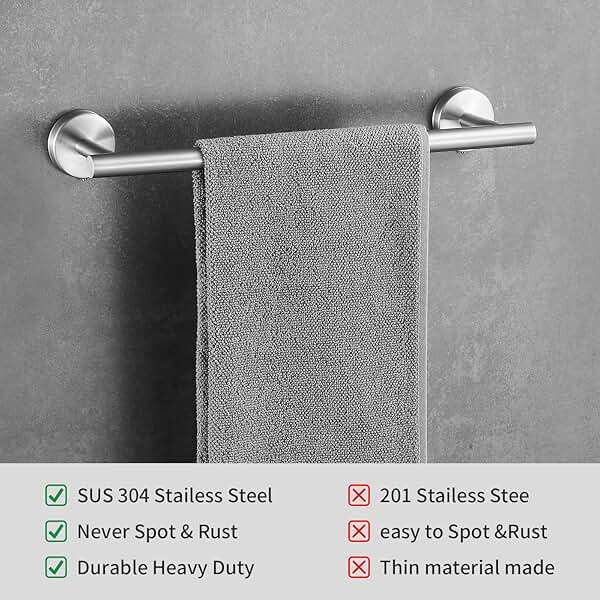 Hinmood Bathroom Hardware Set 10 Pieces, Stainless Steel Towel Bar Set Includes 16 inch Towel Bar, Towel Hook, Towel Ring Toilet Paper Holder - Image 5