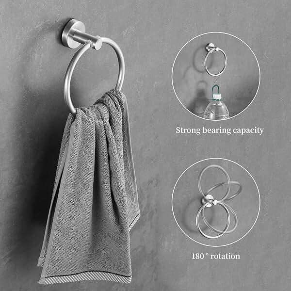 Hinmood Bathroom Hardware Set 10 Pieces, Stainless Steel Towel Bar Set Includes 16 inch Towel Bar, Towel Hook, Towel Ring Toilet Paper Holder - Image 6