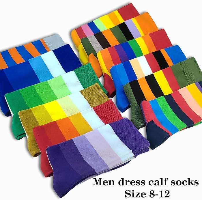 Men's Dress Socks Argyle Black Dress Fun Funny Colorful Novelty Crazy Patterned Sock Cotton Calf Bulk Packs Size 8-12 - Image 3
