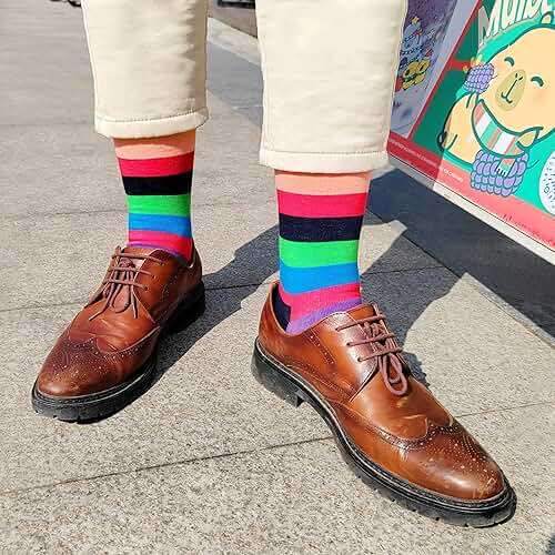Men's Dress Socks Argyle Black Dress Fun Funny Colorful Novelty Crazy Patterned Sock Cotton Calf Bulk Packs Size 8-12 - Image 5