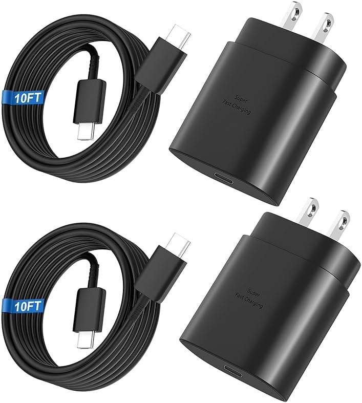 Super Fast Charger Type C, 25W USB C Wall Charger Fast Charging for Samsung Galaxy S26 Ultra/S26/S26+/S25 Ultra/S25/24 Ultra/S24/S23 Ultra/S22 Ultra with 10FT Long Android Type C Charger Cable 2Pack - Image 1