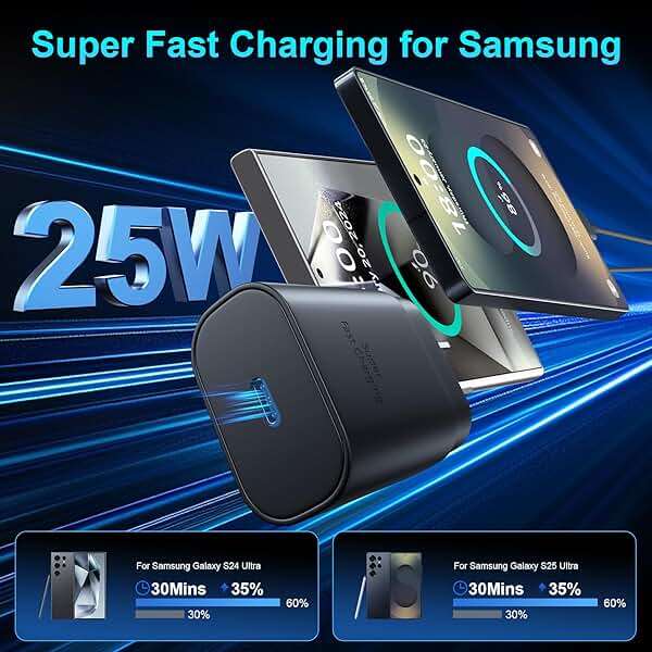 Super Fast Charger Type C, 25W USB C Wall Charger Fast Charging for Samsung Galaxy S26 Ultra/S26/S26+/S25 Ultra/S25/24 Ultra/S24/S23 Ultra/S22 Ultra with 10FT Long Android Type C Charger Cable 2Pack - Image 2