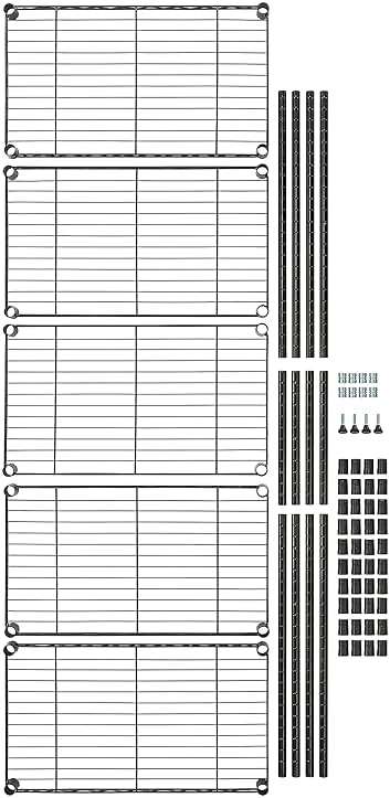 Amazon Basics 5-Shelf Multipurpose Adjustable Steel Garage Shelving Unit, Storage Rack for Kitchen, 200 lbs Per Shelf, Easy Assembly, 13.4"D x 23.2"W x 60"H, Black - Image 7
