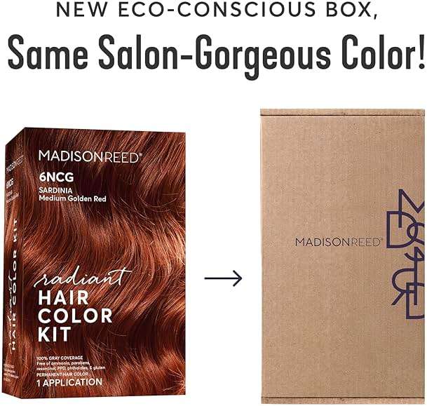 Madison Reed Radiant Hair Color Kit - 6NCG Medium Golden Red with Copper Tones (Sardinia Red), Permanent Hair Dye, Superior Gray Coverage & Dimensional Color | PPD-Free & Ammonia-Free, 1 Pack - Image 2