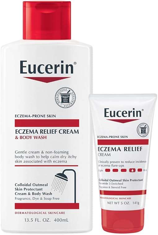 Eucerin Eczema Relief Complete Care Bundle With Eucerin Eczema Relief Body Wash, 13.5 FL OZ, and Body Cream, 5 OZ - Image 1