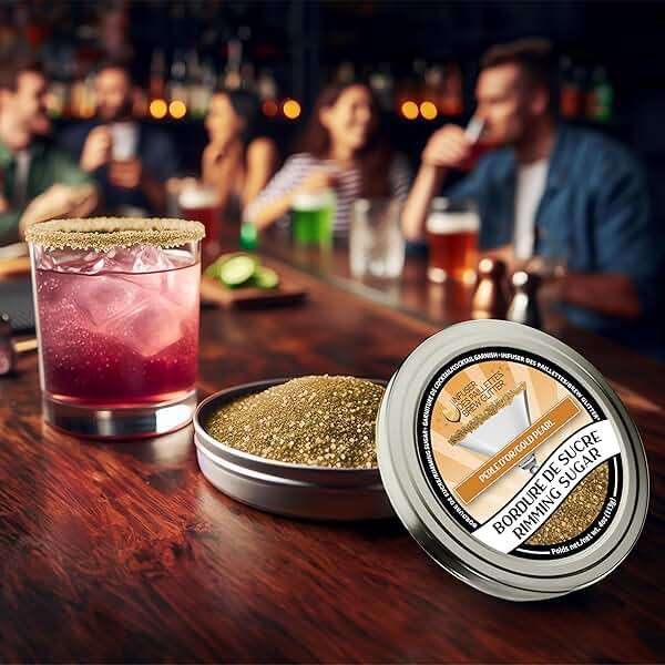 Brew Glitter - Gold Rimming Sugar (4oz, 1x Bar Tin) Cocktail Garnish for Mixed Drinks & Refreshments - Image 4