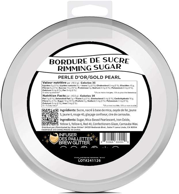 Brew Glitter - Gold Rimming Sugar (4oz, 1x Bar Tin) Cocktail Garnish for Mixed Drinks & Refreshments - Image 7