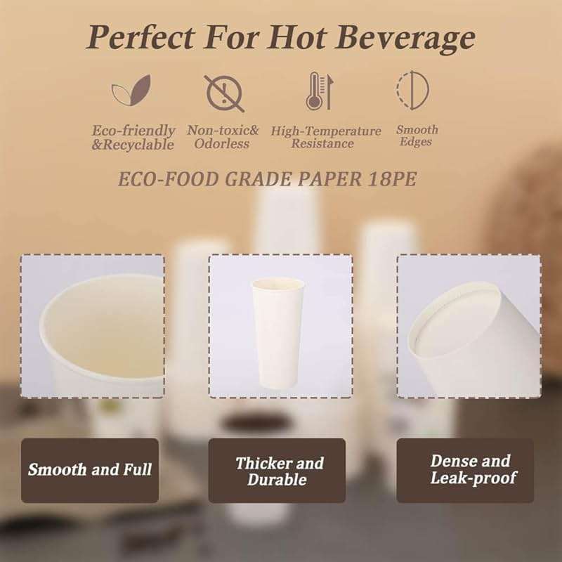 Lamosi 300 Pack Paper Cups 8 oz, Disposable Coffee Cups, Paper Coffee Cups 8 oz, White Hot/Cold Beverage Drinking Cup for Water Juice or Tea, Office Party Home Travel - Image 4