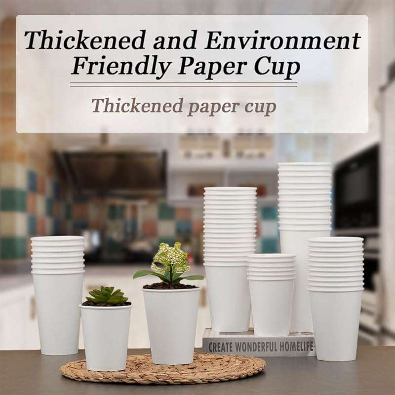 Lamosi 300 Pack Paper Cups 8 oz, Disposable Coffee Cups, Paper Coffee Cups 8 oz, White Hot/Cold Beverage Drinking Cup for Water Juice or Tea, Office Party Home Travel - Image 5