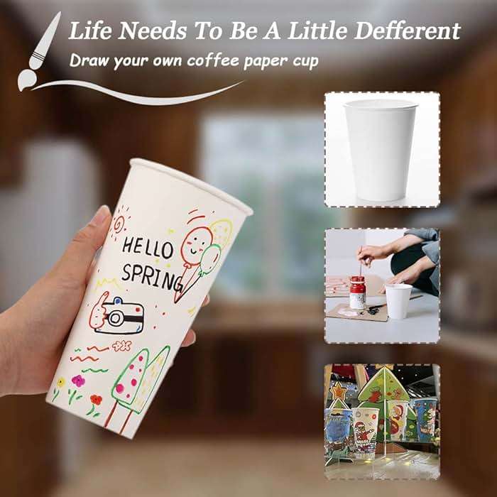 Lamosi 300 Pack Paper Cups 8 oz, Disposable Coffee Cups, Paper Coffee Cups 8 oz, White Hot/Cold Beverage Drinking Cup for Water Juice or Tea, Office Party Home Travel - Image 6