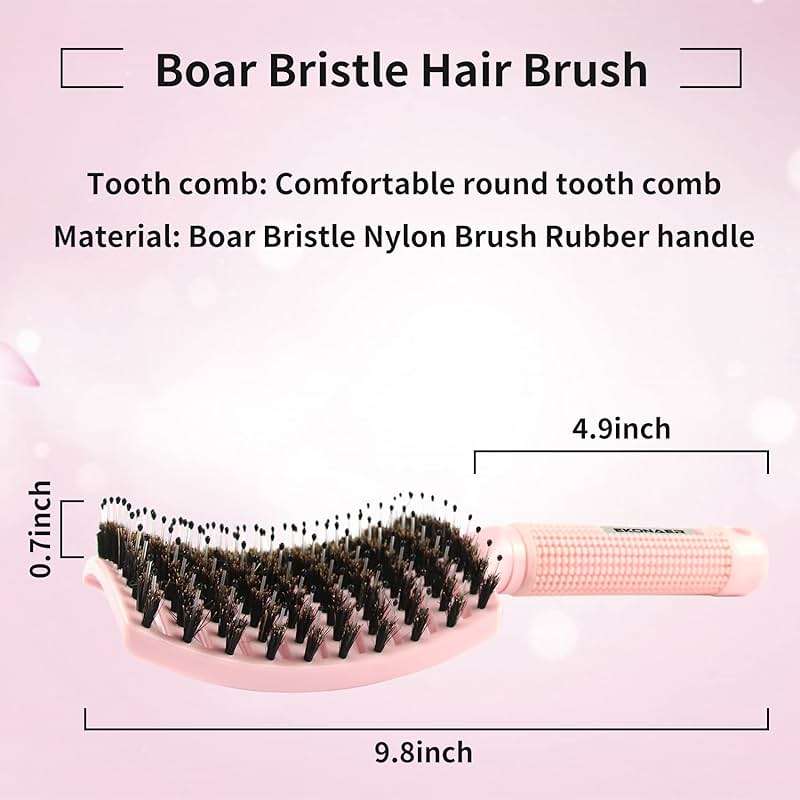 EKONAER 3 Pack Vented Quick Drying Massage Blow Detangler Brush,Boar Bristle Hair Brush Set-Curved,Detangling Hair Brush for Women Long,Thick, Thin, Curly(Green) - Image 6