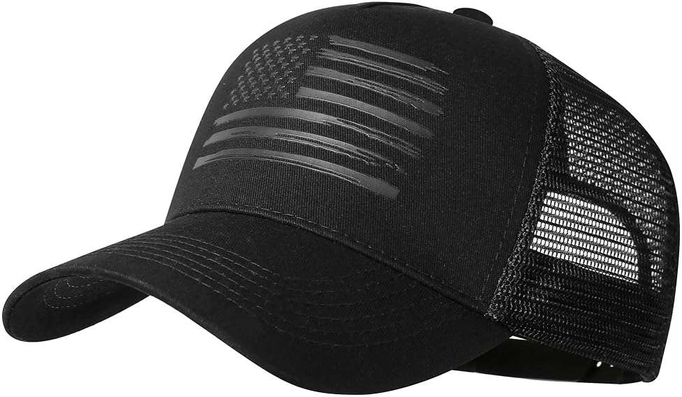 Baseball Cap, American Flag Trucker Hat for Men Women, Breathable Adjustable Fit Outdoor Mesh Snapback Hats - Image 1