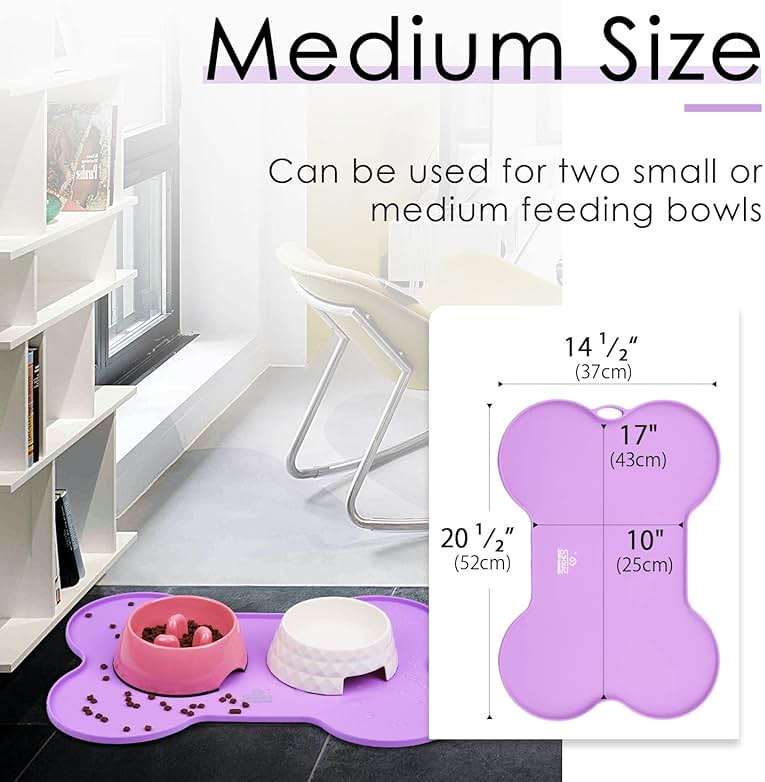 Super Design Dog Food Mat Dog Bowl Mat for Food and Water Silicone Non Spill Cat Feeding Mat Puppy Placemat Waterproof - 20.5" x 14.5", Purple - Image 6