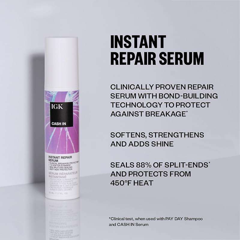 IGK CASH IN Instant Repair Serum | Helps Repair Damage, Protect Against Breakage and Heat | Seals Split Ends for a Softer, Smoother Finish | 1.7 Oz - Image 2